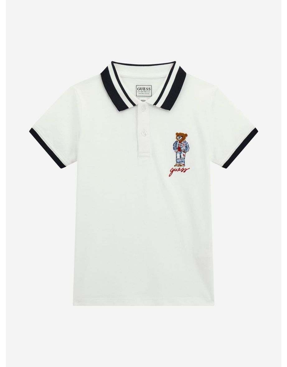 Polo bianca con disegno di un orso per ragazzi