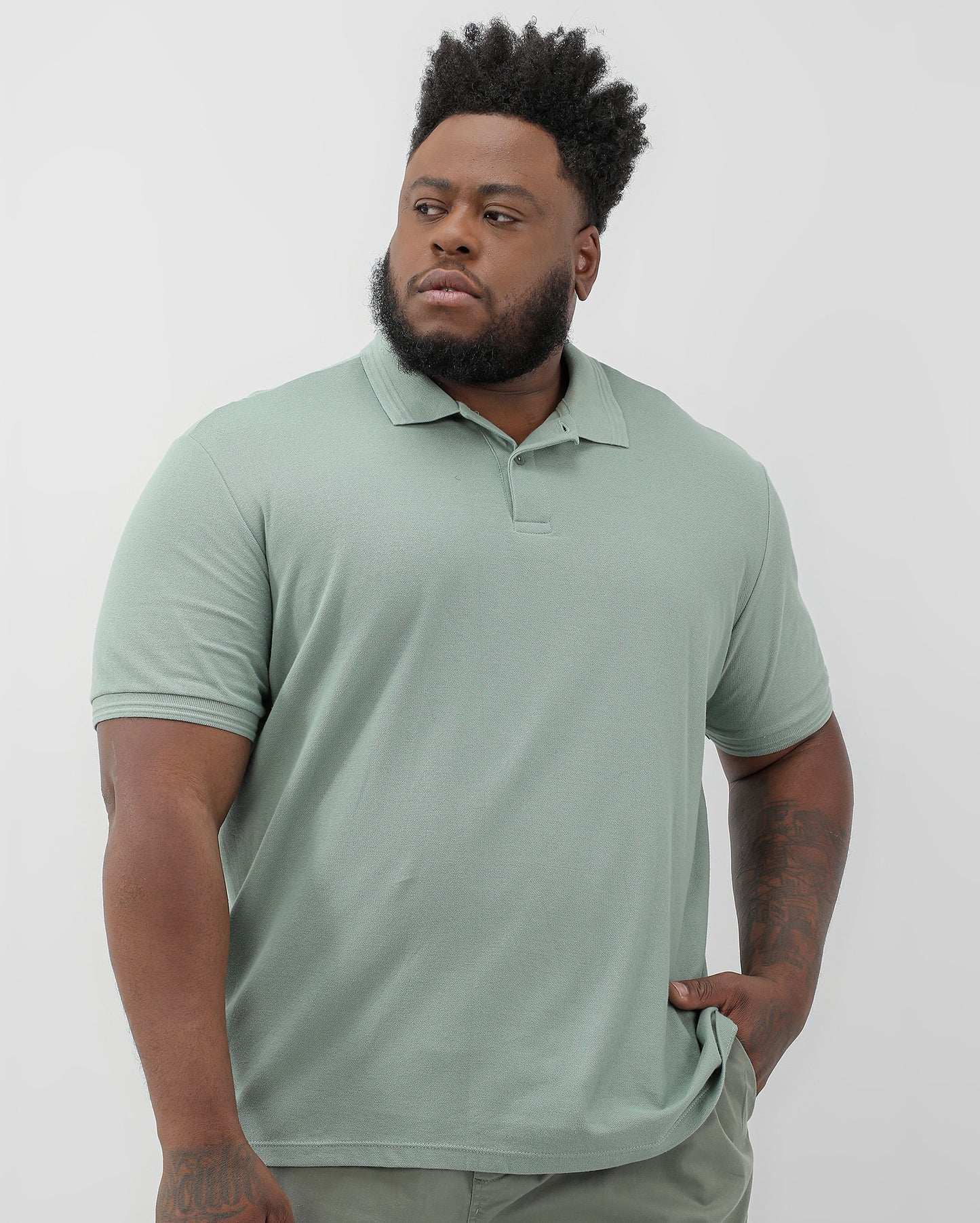 Camisa polo verde de manga curta para homens plus size Original Plus by Riachuelo