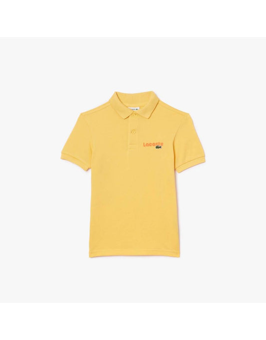 Polo Lacoste Juniors stampata in piqué da ragazzo - Giallo