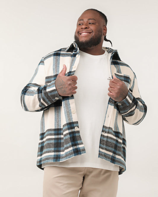 Jaqueta masculina de manga longa xadrez plus size em bege | Original Plus da Riachuelo