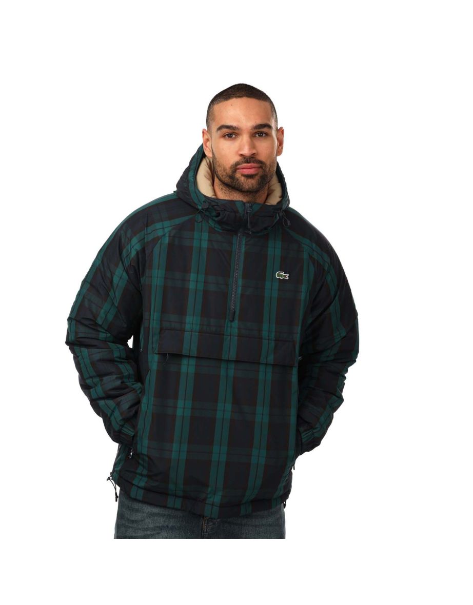 Giacca a vento Lacoste da uomo a scacchi blu