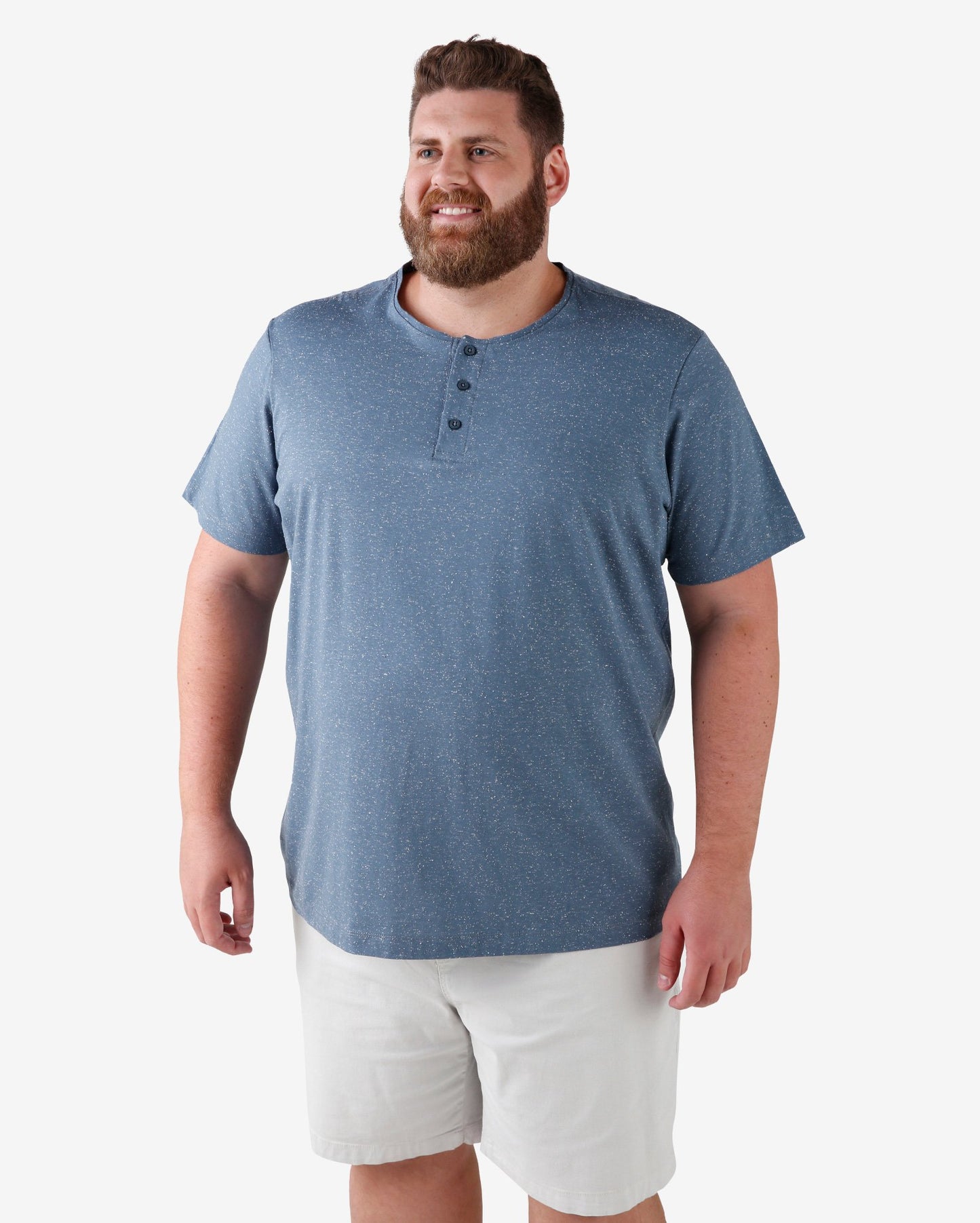 Maglietta Plus Size in maglia di erica con bottoni - Blu