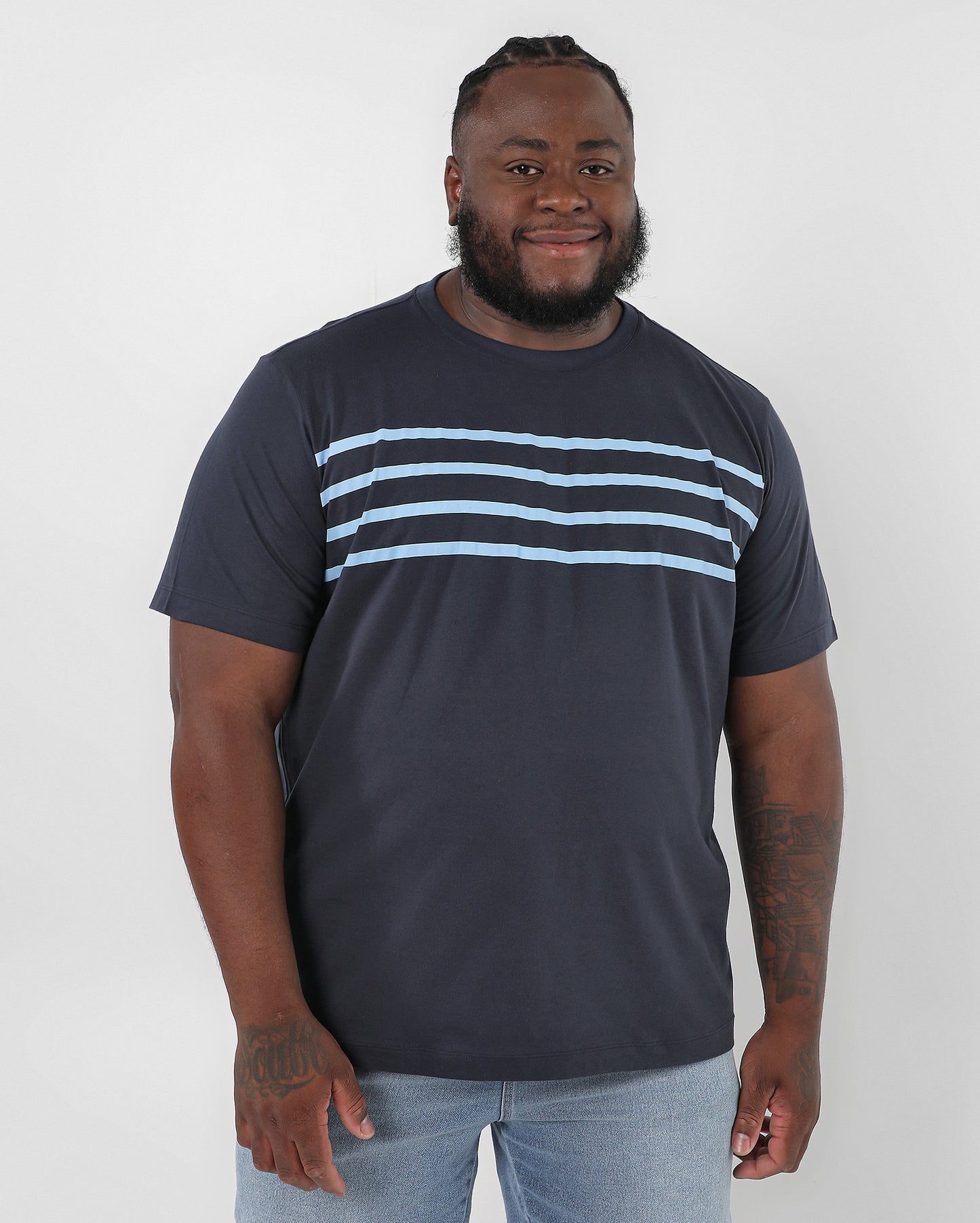 Camiseta listrada azul plus size masculina Allman By Riachuelo