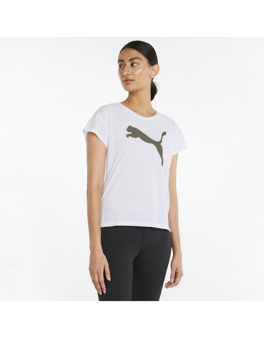 Maglietta sportiva moderna in bianco e verde scuro di Puma