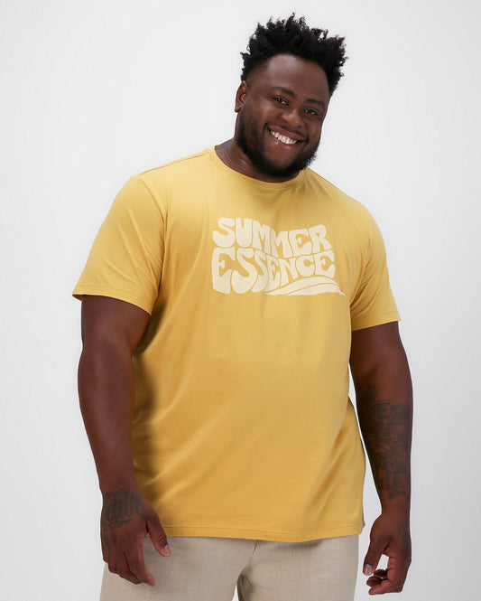 Camiseta masculina plus size amarela Summer Essence | Allman by Riachuelo