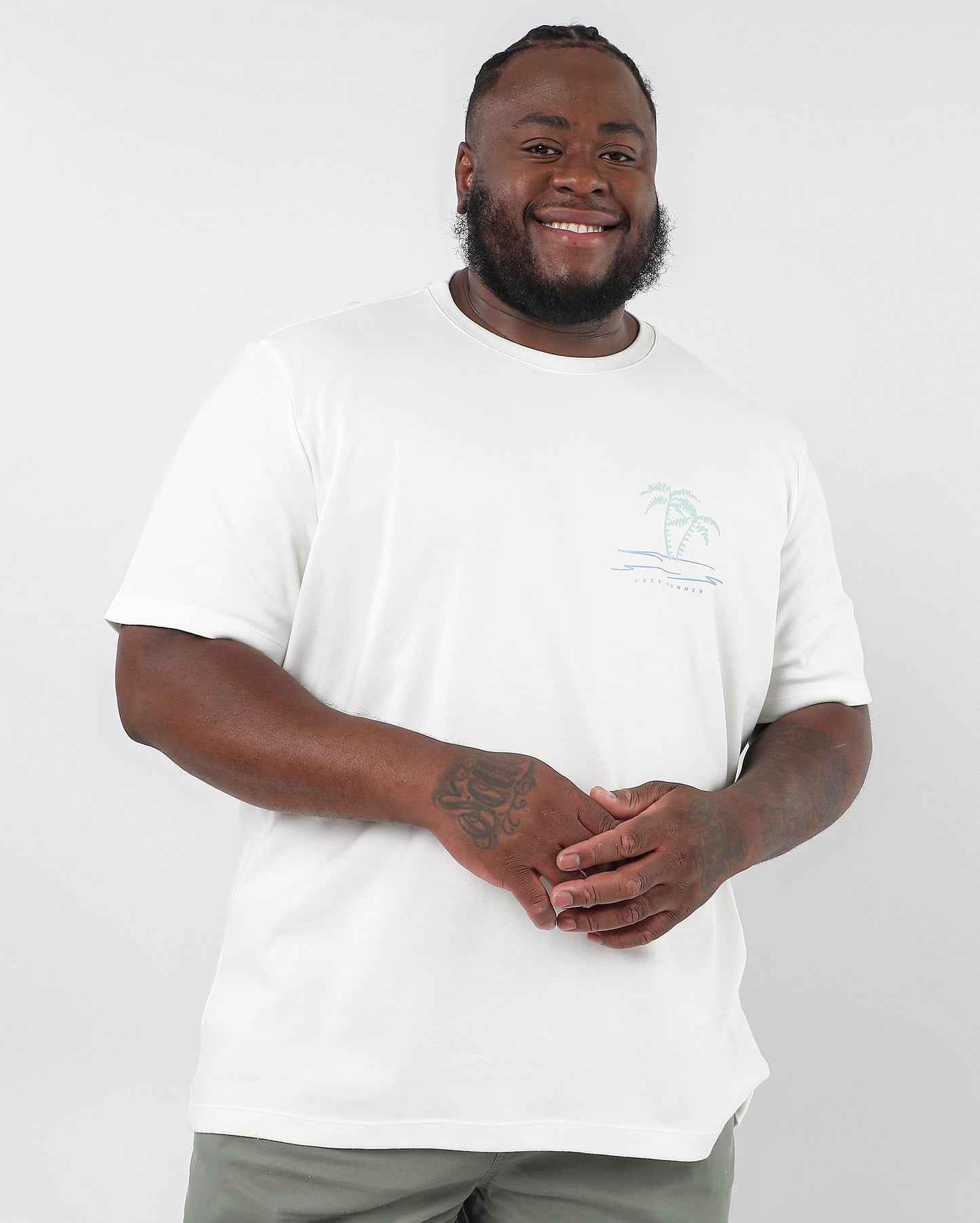 Men's Plus Size White T-Shirt Lazy Summer | Original Plus By Riachuelo