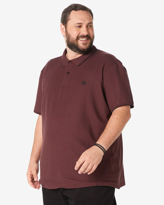 Men's Plus Size Short Sleeve Polo Shirt in Eggplant Purple by Allman By Riachuelo