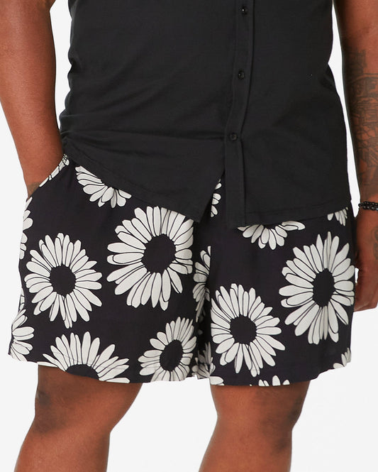 Allman By Riachuelo - Pantaloncini da uomo taglie forti con stampa margherita nera