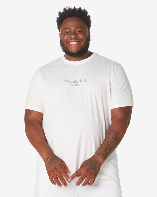 Camiseta masculina plus size de manga curta "Wondering Alone" branca - Allman by Riachuelo