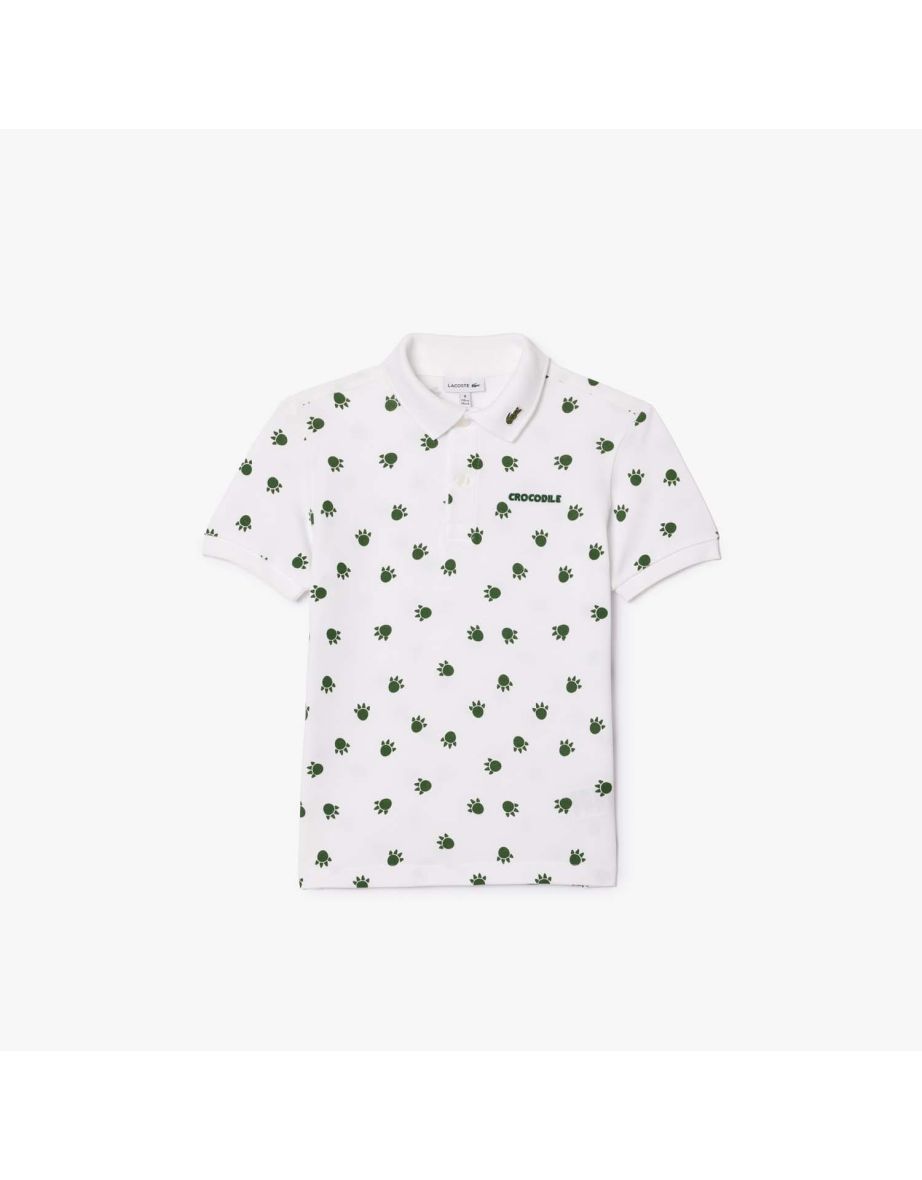 Polo Lacoste Juniors con stampa piqué da bambino - Bianco