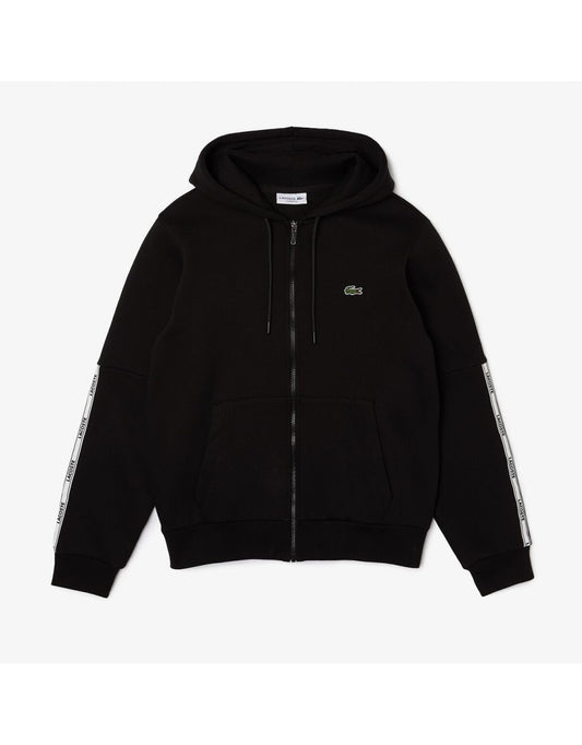 Cotton Blend Hoodie with Logo Print Bands and Zip Closure