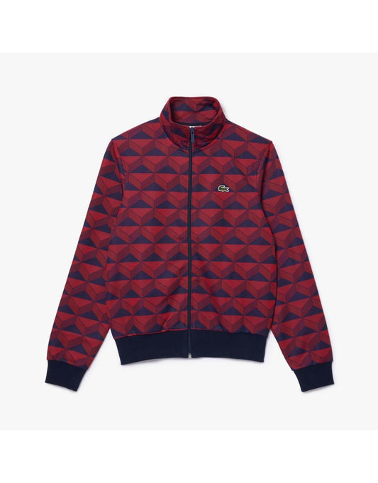 Jaqueta masculina Lacoste Robert George com padrão jacquard e zíper