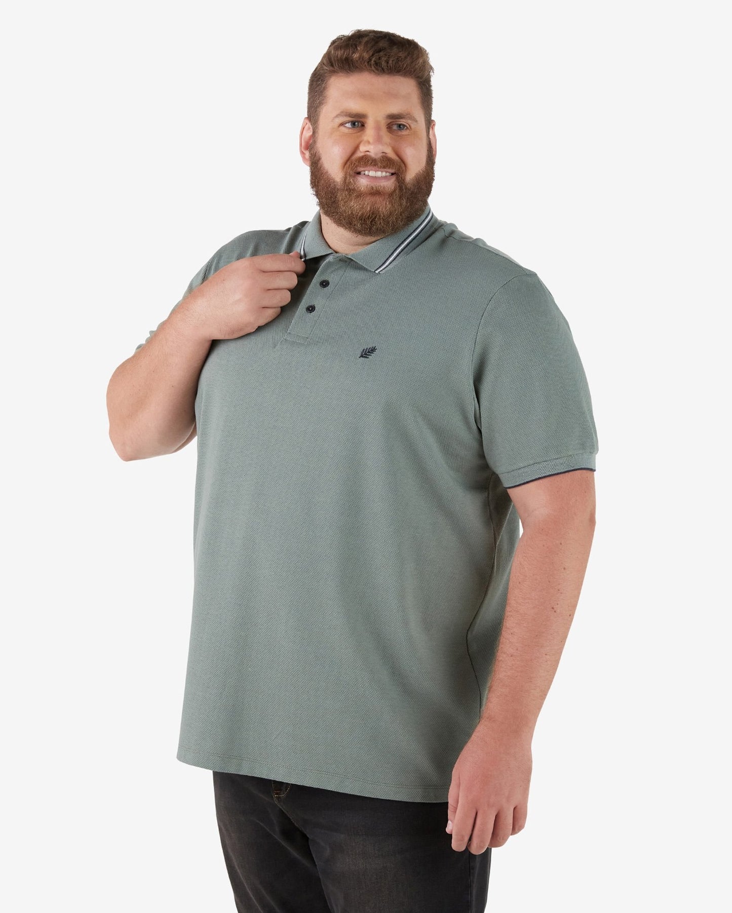 Polo uomo taglie forti verde oliva con texture