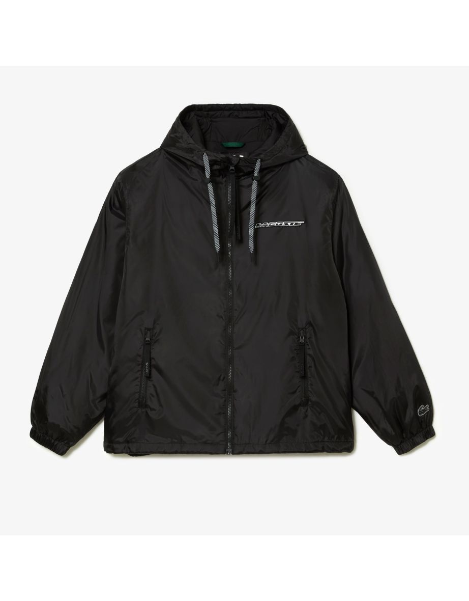 Men's Lacoste Black Quilted Hooded Jacket
