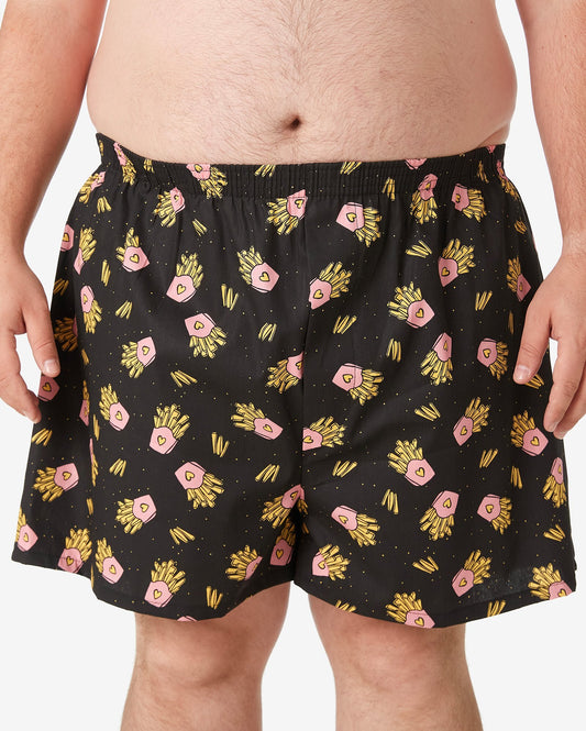Plus Size Black French Fries Boxer Shorts - Allman by Riachuelo