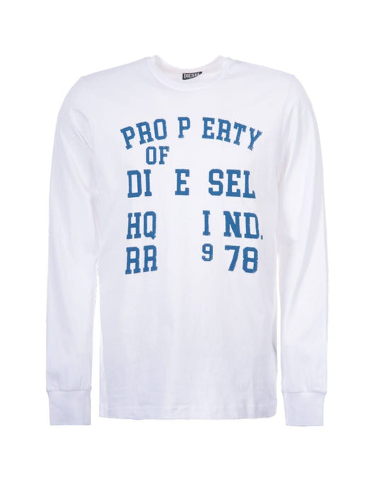 Camiseta de manga larga blanca Diesel T-Just-LSK1 para hombre