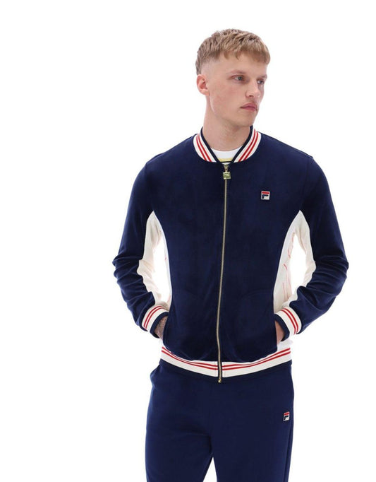 Chaqueta de chándal Fila Miguel Velour Archive en azul marino y gardenia