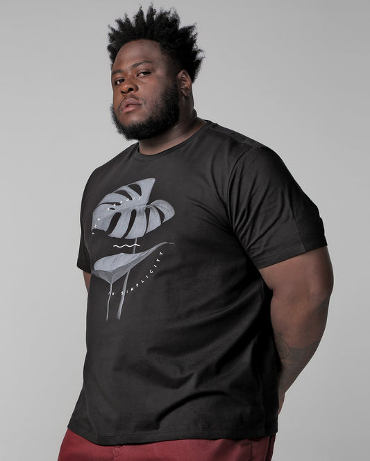 Men's Plus Size Short Sleeve Black Leaf T-Shirt by Allman for Riachuelo