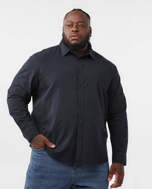 Camisa Masculina Plus Size de Manga Longa - Azul Escuro | Original Plus by Riachuelo