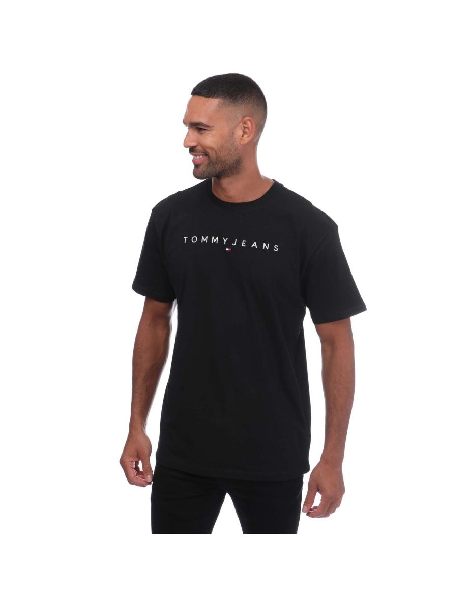 Camiseta de hombre Tommy Hilfiger Tommy Jeans Regular Fit Linear Logo en negro