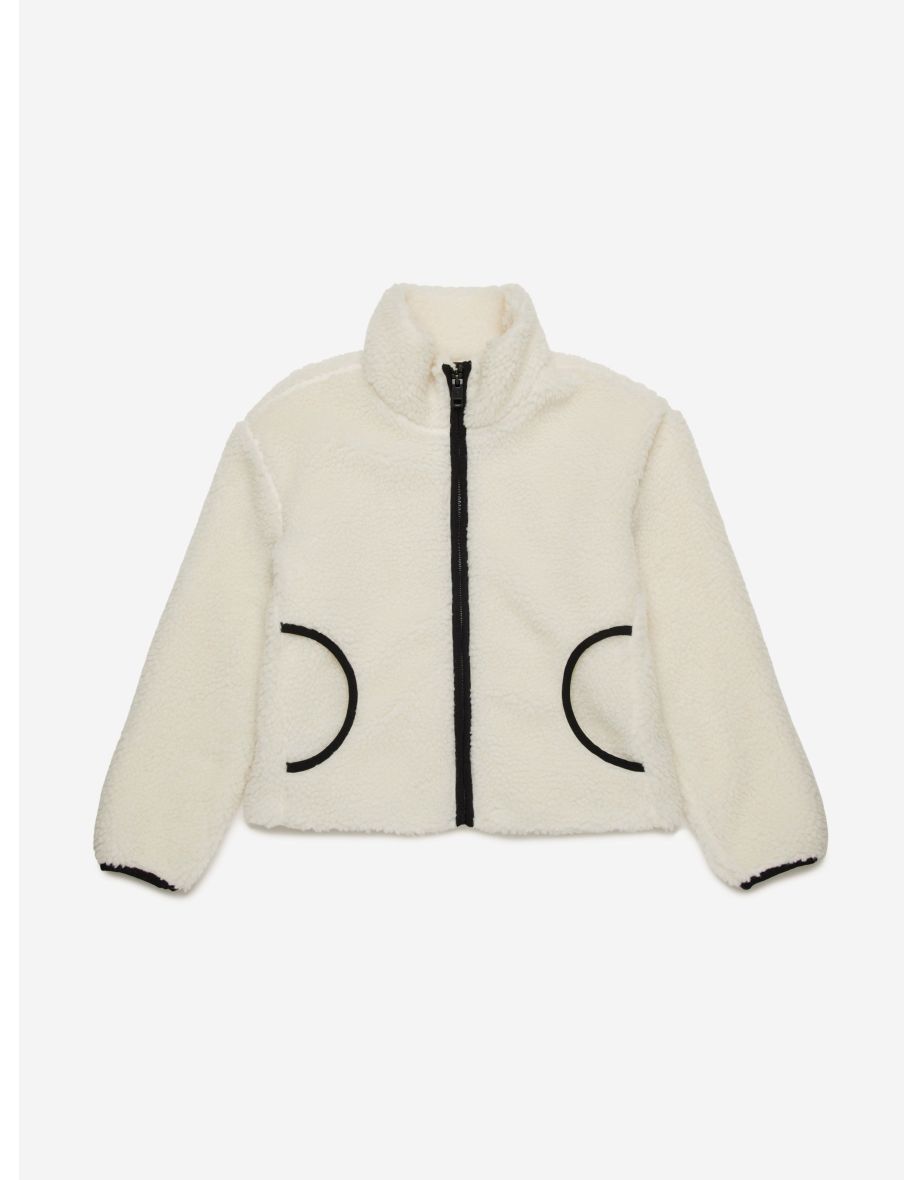 Chaqueta polar marfil para niña Diesel