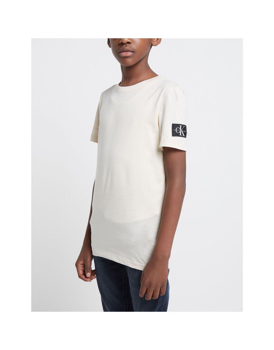 Maglietta Calvin Klein Juniors' Badge da ragazzo in crema