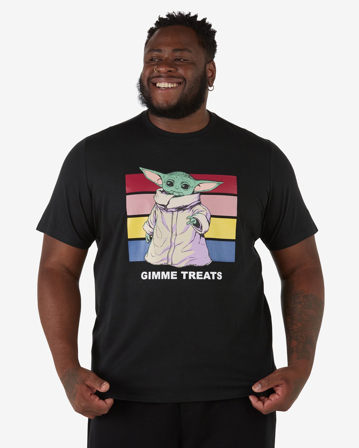 Maglietta a maniche corte Plus Size da uomo Baby Yoda "Gimme Treats" Nero