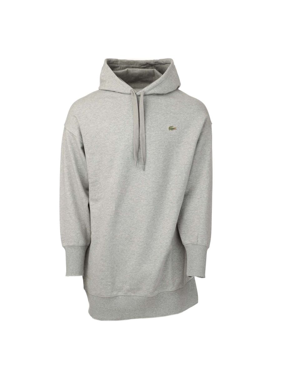 Vestido de moletom feminino com capuz e tamanho grande da Lacoste LIVE em cinza