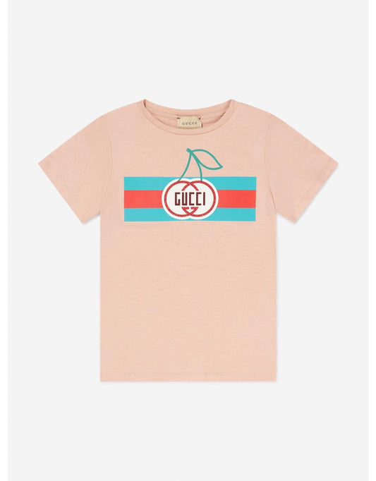 Camiseta estampada de cerezas para niña