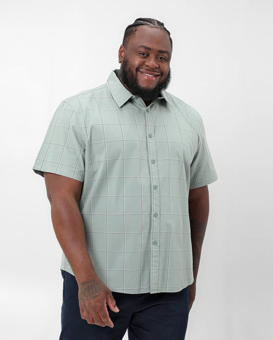 Camicia a quadri verde a maniche corte da uomo plus size - Verde chiaro | Original Plus By Riachuelo