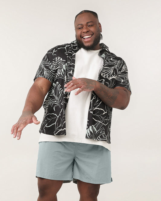 Calção de banho cinza sólido de tamanho grande para homens com elástico na cintura | Original Plus by Riachuelo