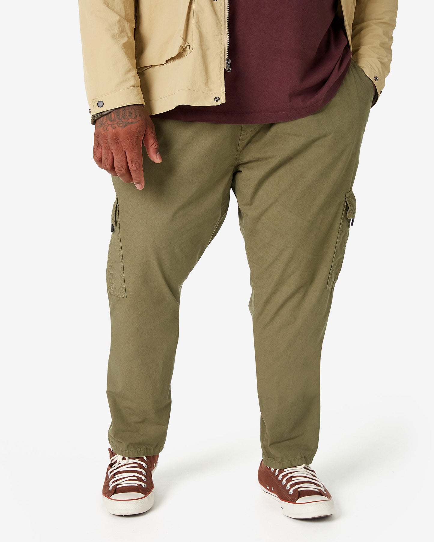 Calça jeans masculina plus size verde-oliva Cargo da Allman para Riachuelo