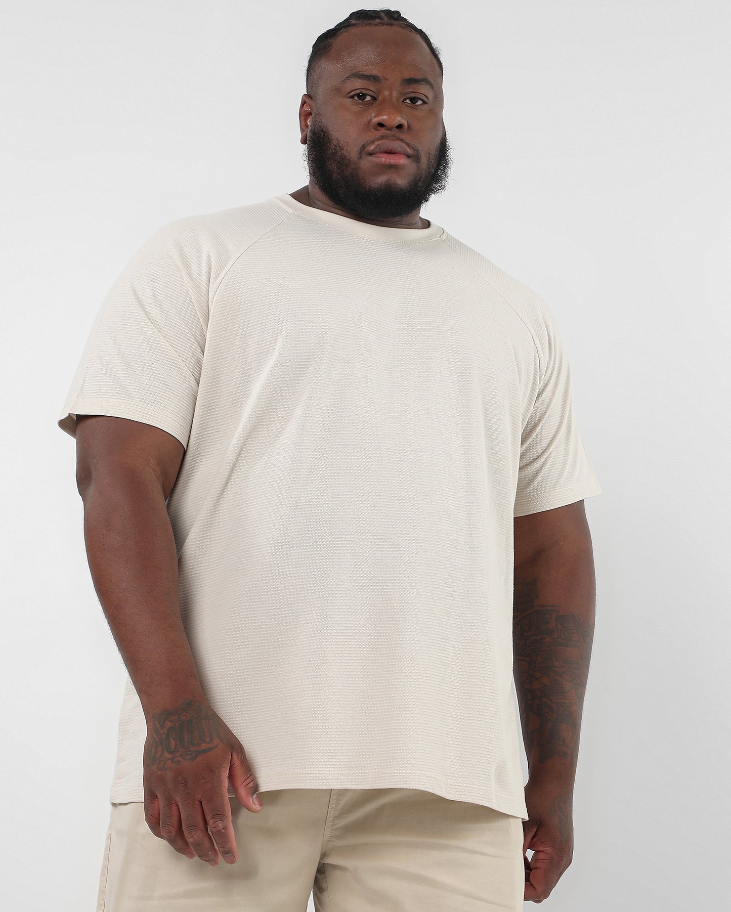 Camiseta masculina plus size de manga curta bege Allman By Riachuelo