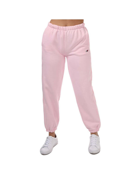 Tommy Hilfiger - Pantaloni della tuta da donna dal taglio rilassato con marchio in rosa