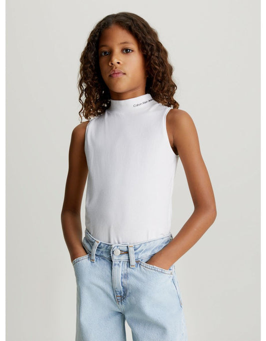 Camiseta de tirantes de cuello redondo con logotipo CKJ para niña Calvin Klein - Blanco