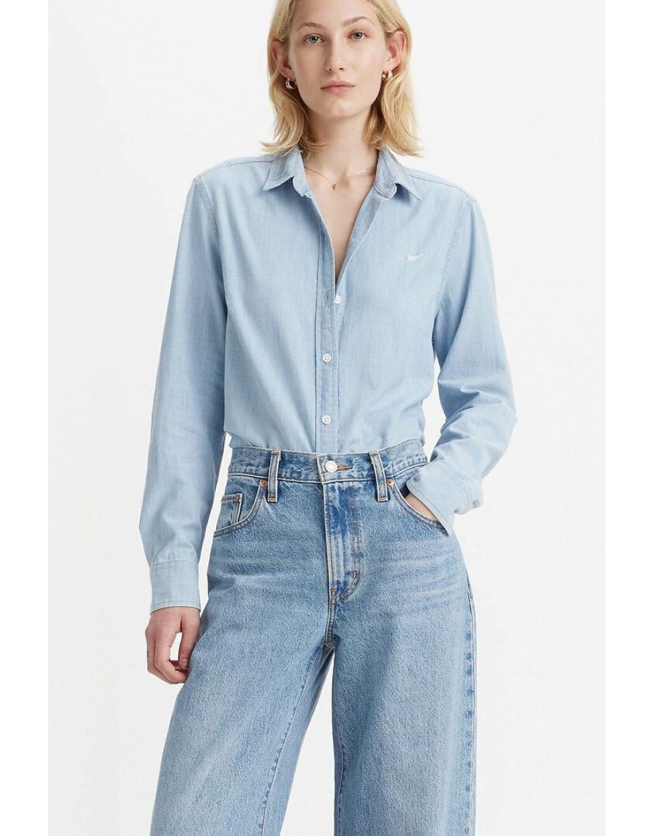 Camicia classica in cotone bianco e nero