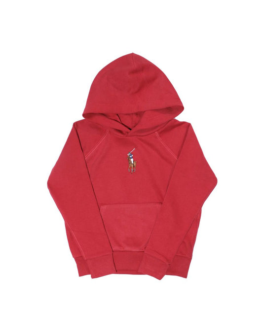 Sudadera con capucha de poni grande Ralph Lauren de niña, en rojo