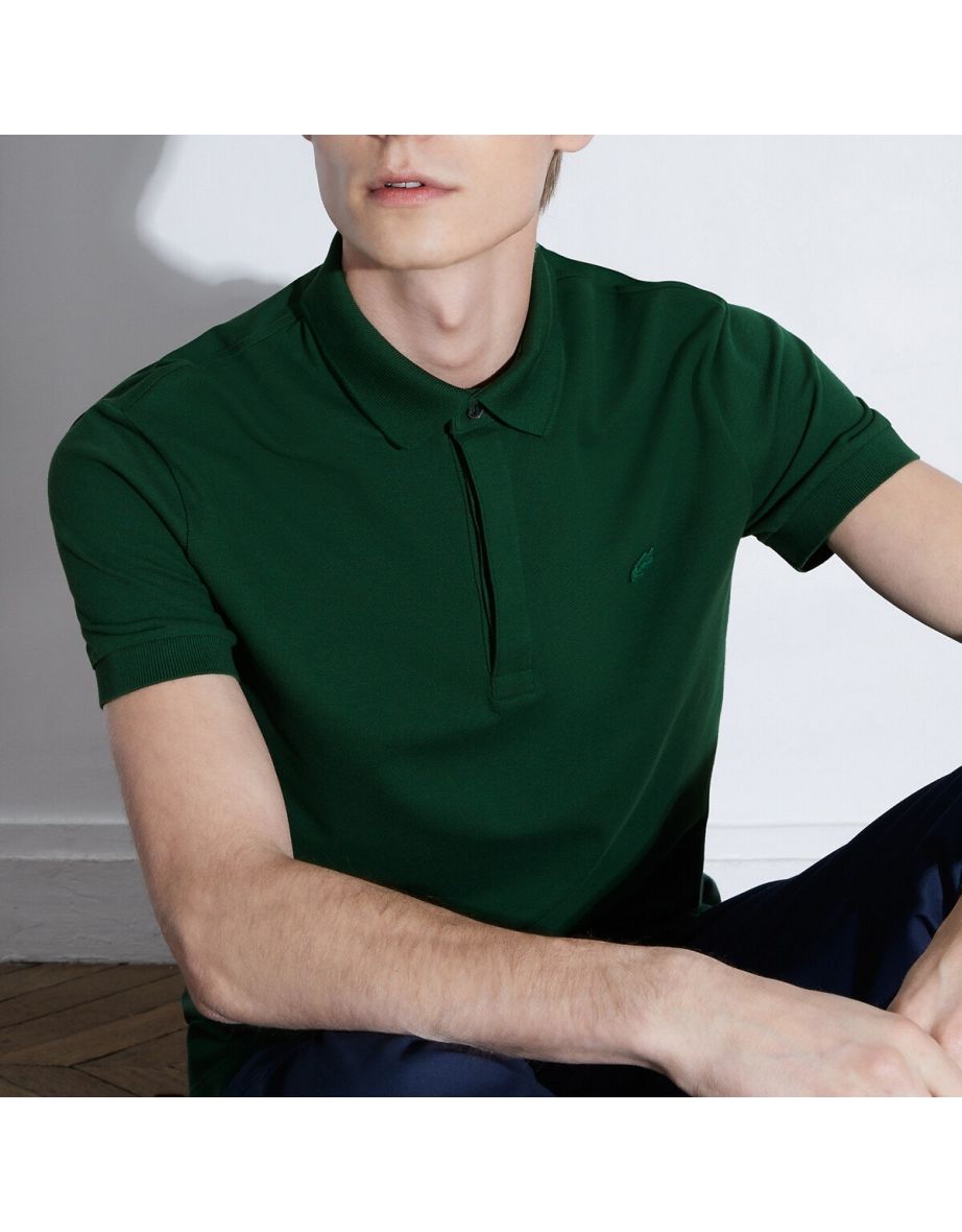 Polo regular fit de piqué de algodón elástico