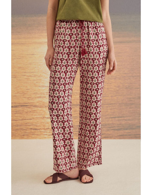 Pantaloni lunghi con stampa geometrica granata