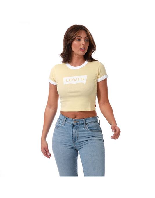 Mini T-Shirt Levi's Yellow Graphic Ringer Donna