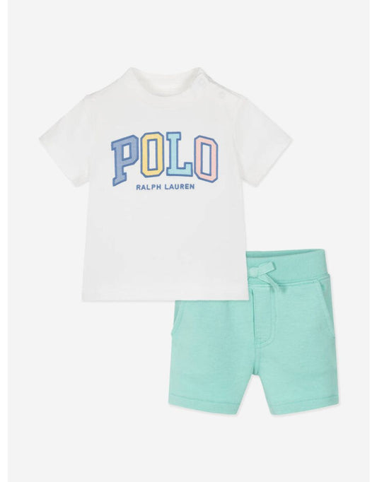 Set di polo e pantaloncini verdi per bambini