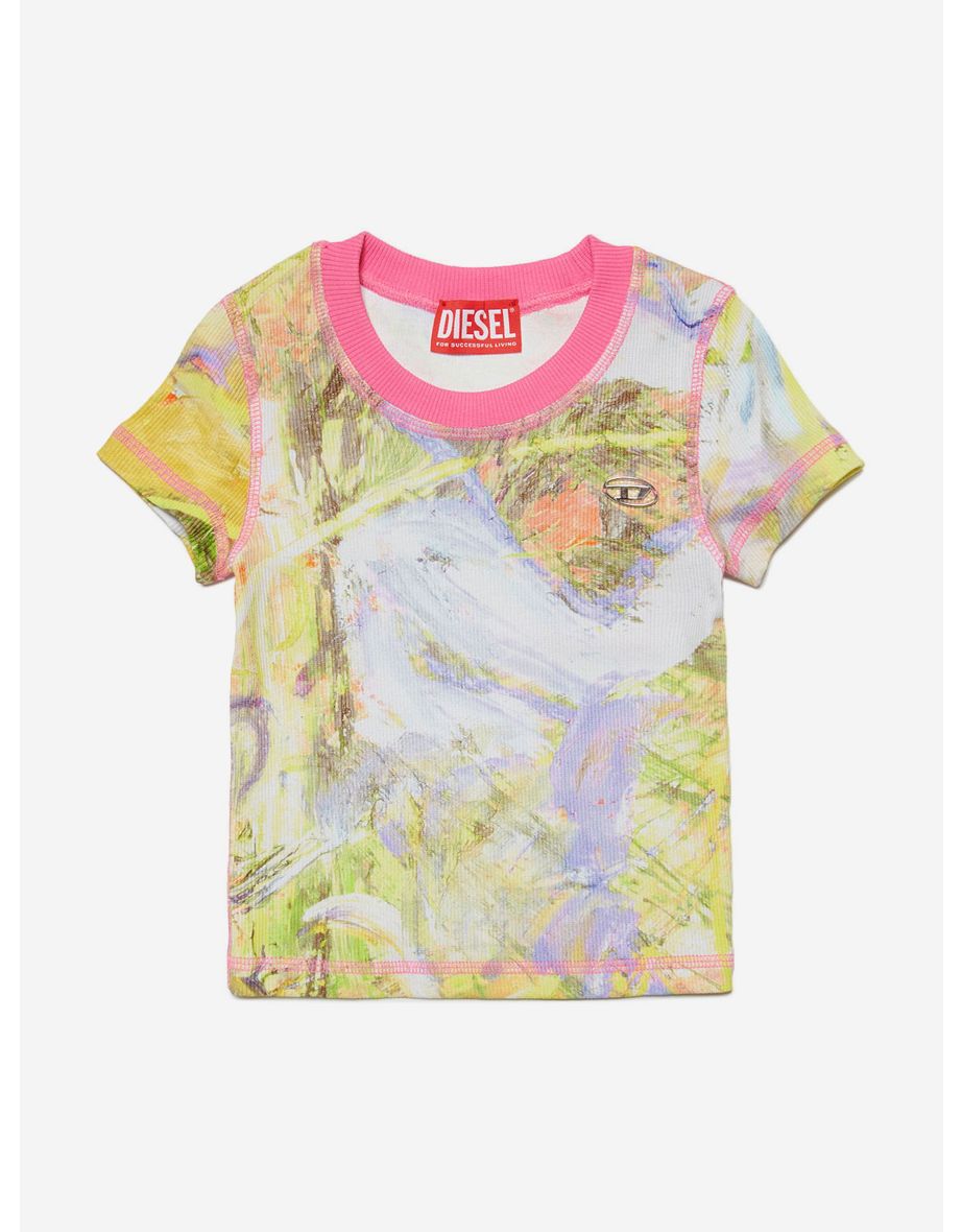 Camiseta estampado abstracto multicolor niña