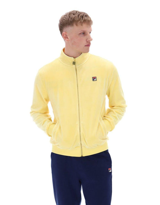 Chaqueta de chándal de terciopelo Irving 2 con ribetes dorados en blanco palomitas