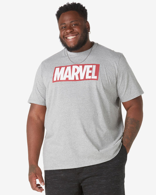 Camiseta masculina plus size de manga curta cinza claro da Marvel