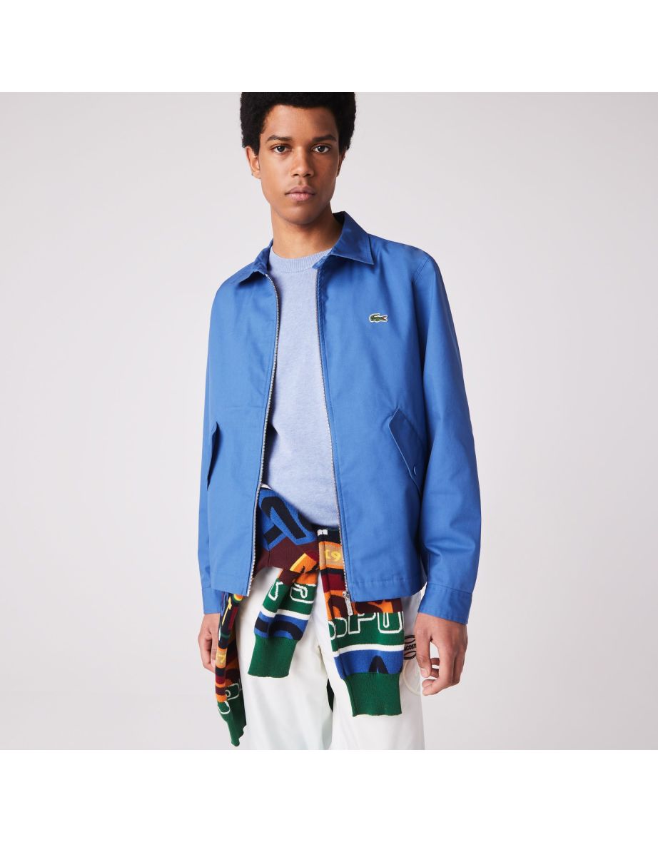 Giacca Lacoste con zip da uomo in gabardine di cotone organico blu