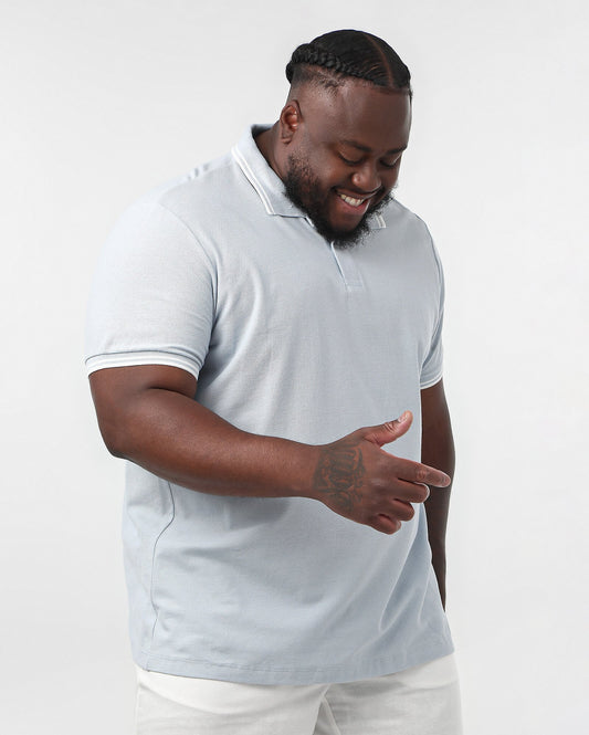 Camisa polo masculina de manga curta texturizada plus size em azul | Original Plus da Riachuelo