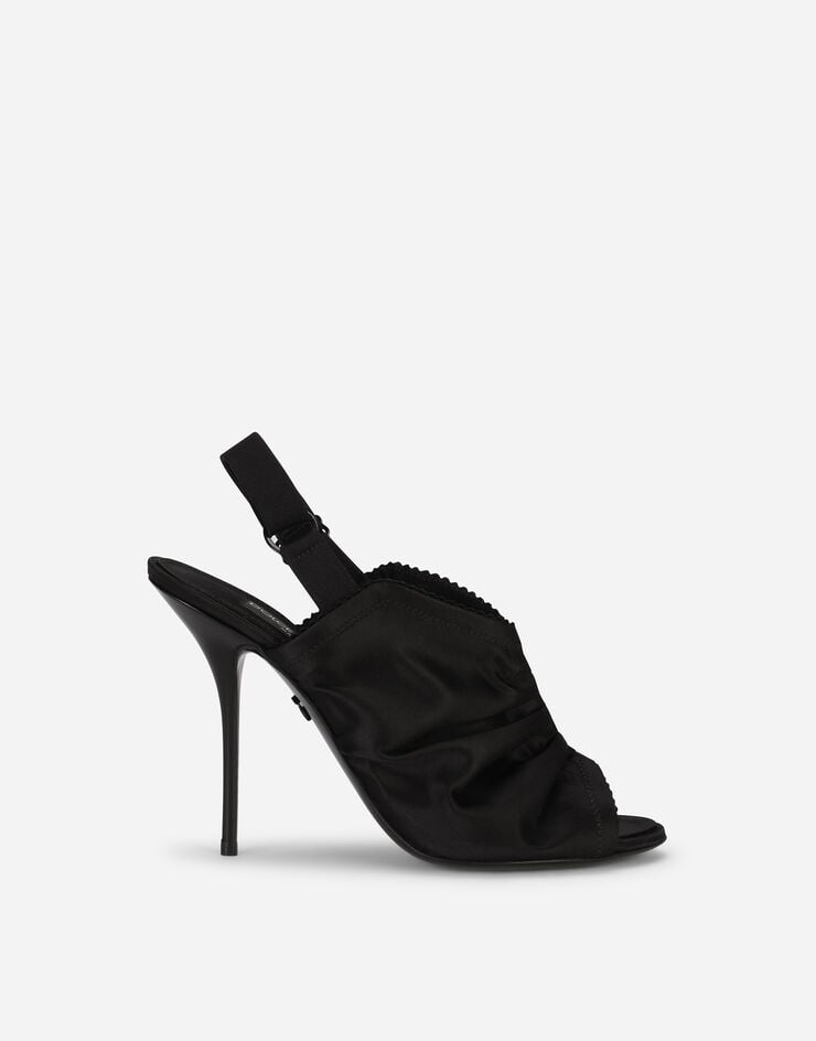Scarpe slingback in raso con chiusura a corsetto