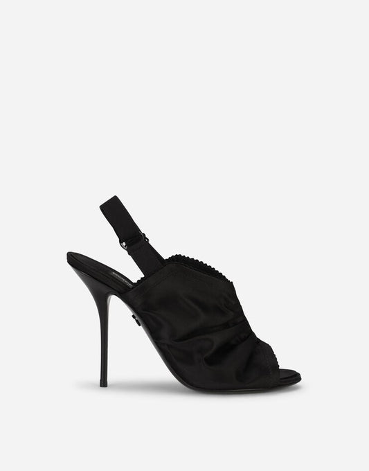 Scarpe slingback in raso con chiusura a corsetto