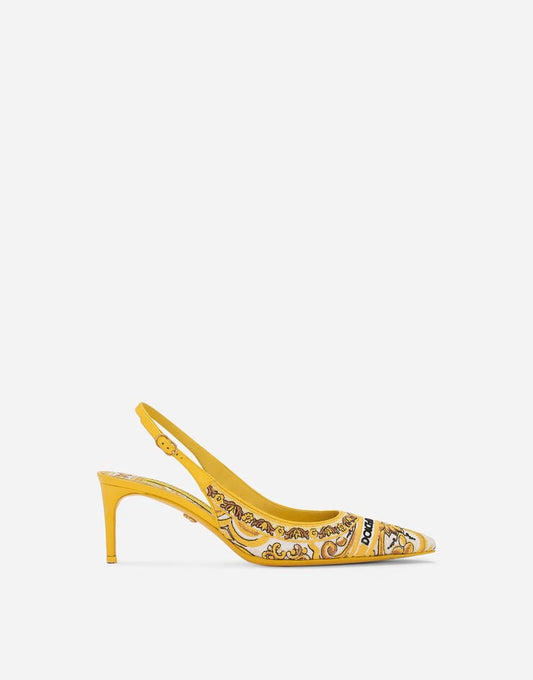 Scarpe Slingback con ricamo in maiolica