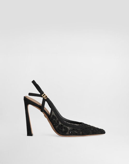 Ballerine in pizzo stampa leopardo con strass adesivi